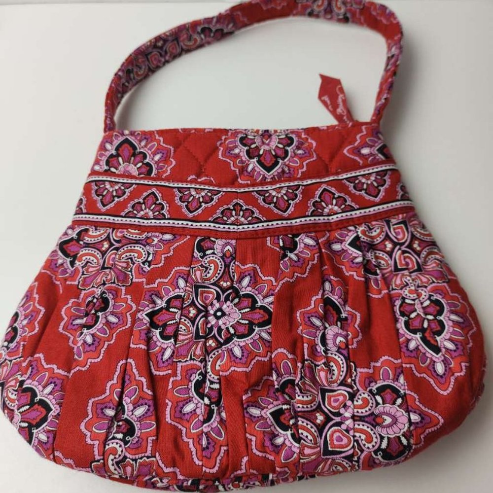 Vera Bradley Frankly Scarlet Hanna Bag Mini Red Paisley Quilted Purse Clutch